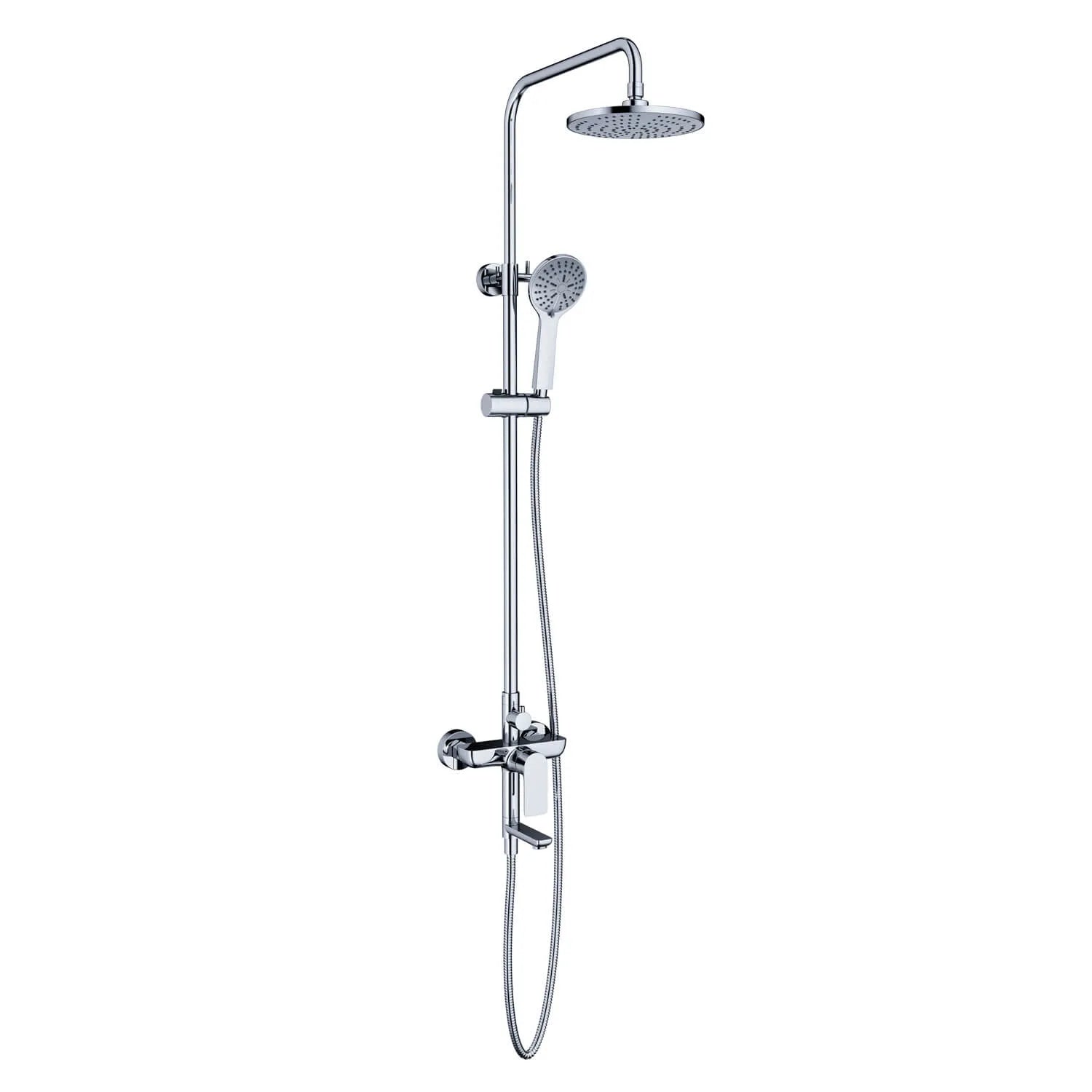 3 Way Shower Column System Featured Over Head Shower, Hand Shower and Tub Filler-AB403003 Chrome