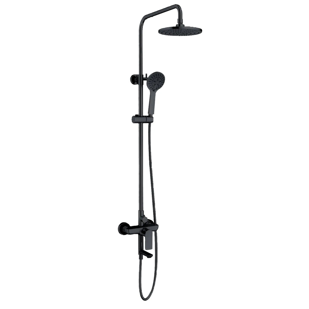 3 Way Shower Column System Featured Over Head Shower, Hand Shower and Tub Filler-AB403003 Matte Black