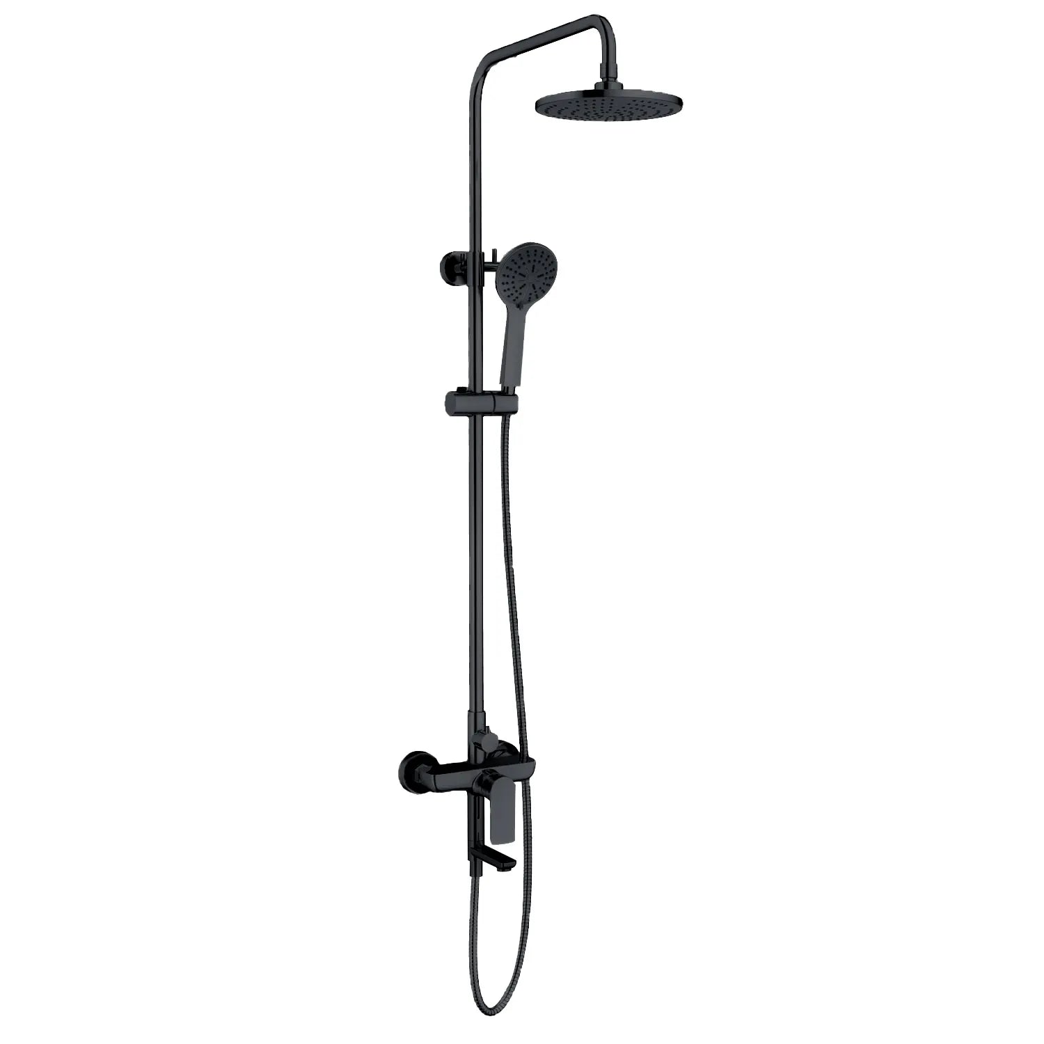 3 Way Shower Column System Featured Over Head Shower, Hand Shower and Tub Filler-AB403003 Matte Black