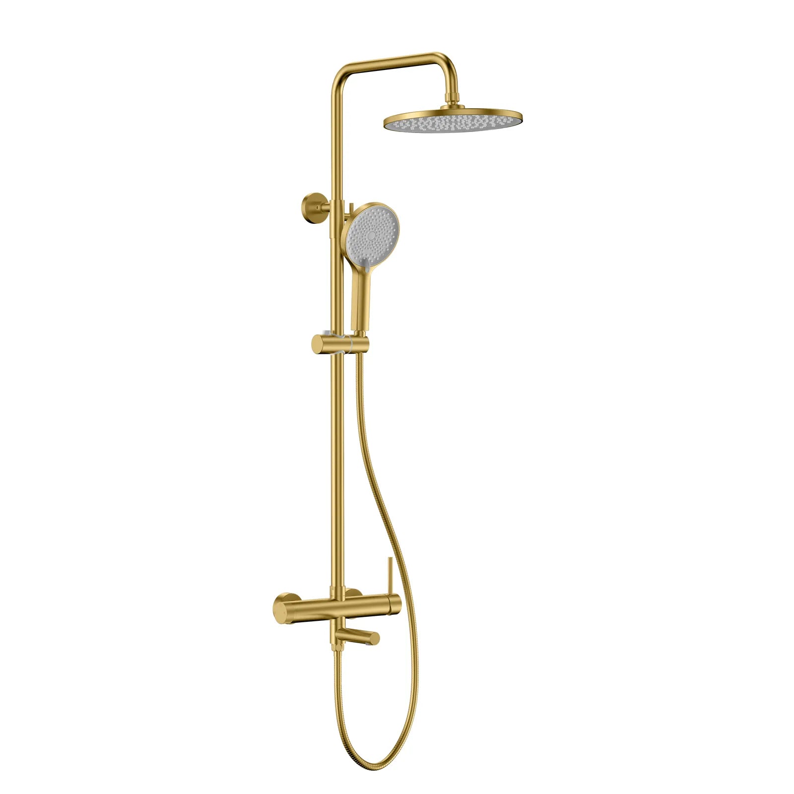 3-Way Shower Column System with Overhead Rain Shower, Hand Shower & Bath Filler-AB403005 Brushed Gold