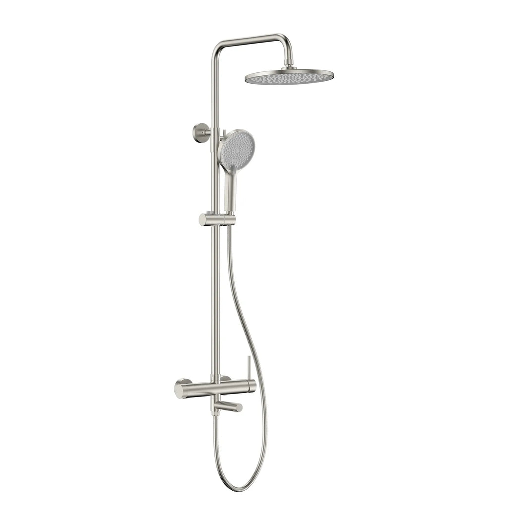 3-Way Shower Column System with Overhead Rain Shower, Hand Shower & Bath Filler-AB403005 Brushed Nickel