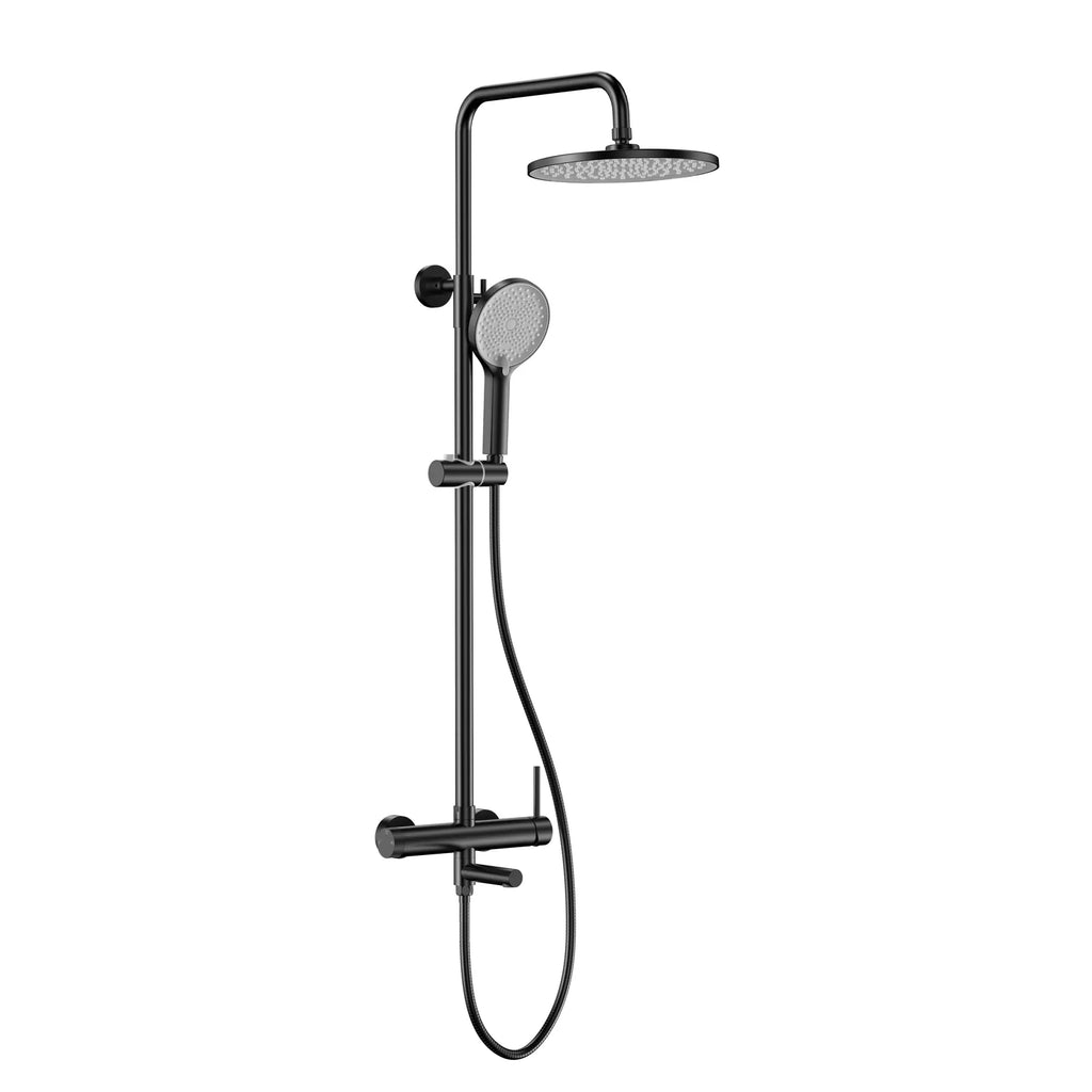 3-Way Shower Column System with Overhead Rain Shower, Hand Shower & Bath Filler-AB403005 Matte Black