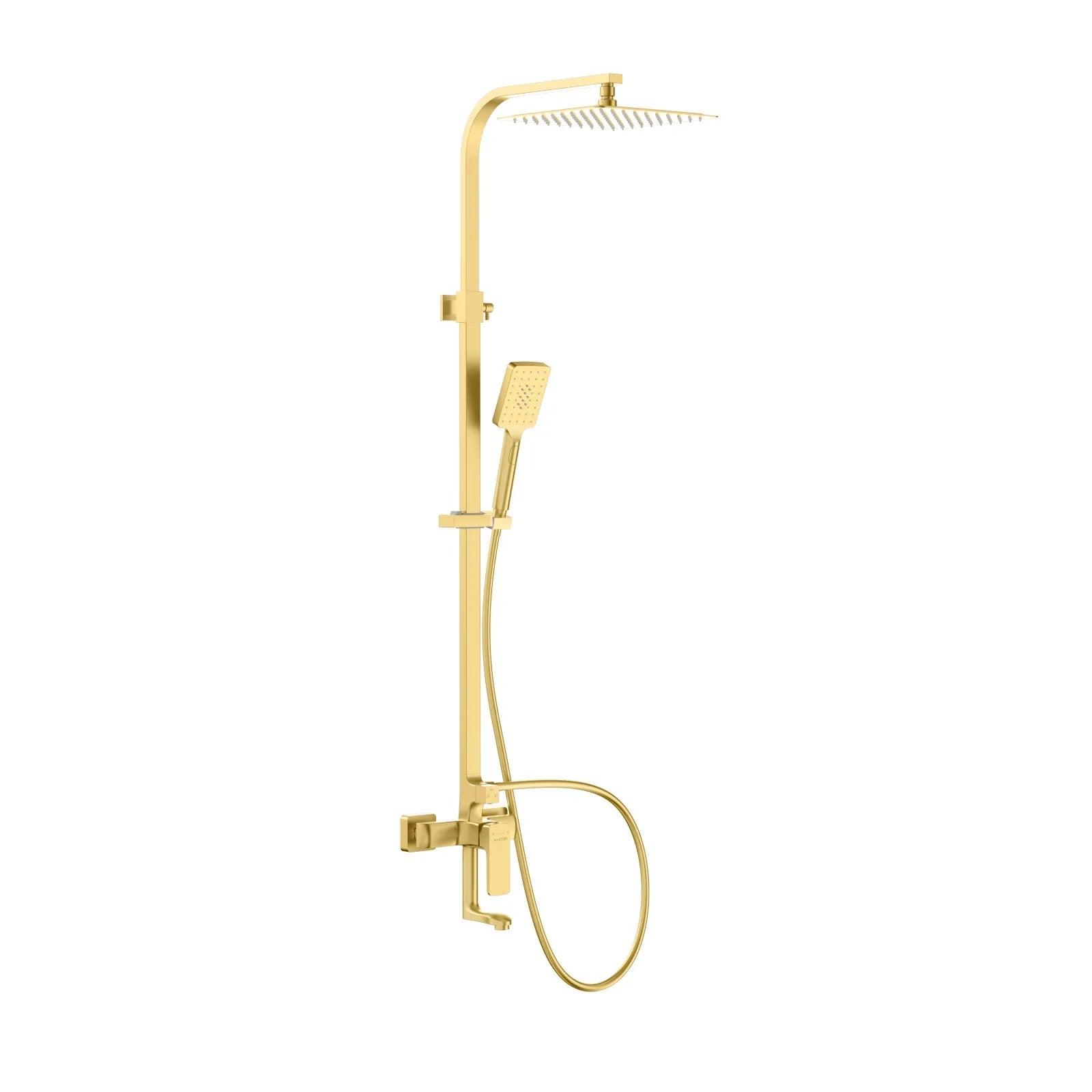 Square Exposed Shower Column with Swivel Bathtub Spout – Rain Shower Set – AB403007 Brushed Gold