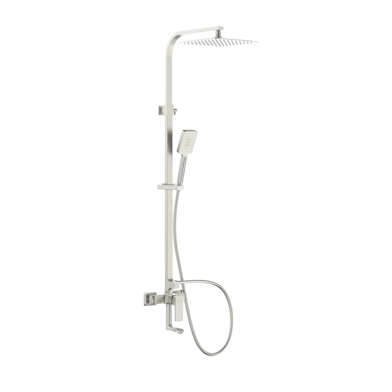 Square Exposed Shower Column with Swivel Bathtub Spout – Rain Shower Set – AB403007 Brushed Nickel