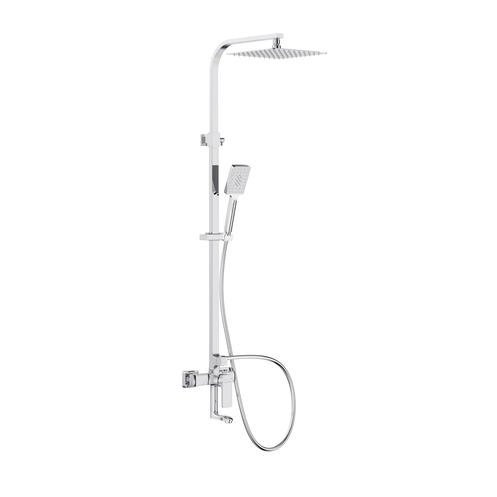 Square Exposed Shower Column with Swivel Bathtub Spout – Rain Shower Set – AB403007 Chrome