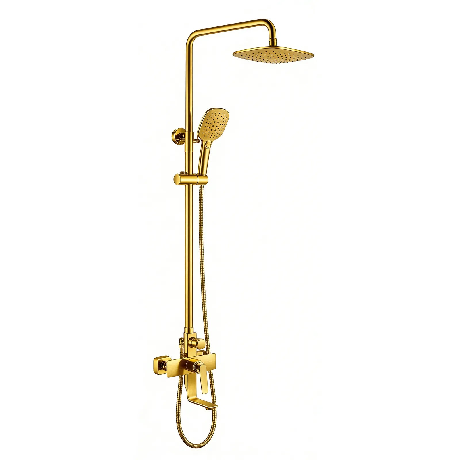 Exposed Bath Shower Column Set – With Tub Filler & 3 Function Hand Shower – AB403011 Brushed Gold