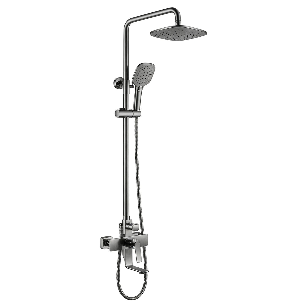 Exposed Bath Shower Column Set – With Tub Filler & 3 Function Hand Shower – AB403011 Brushed Gun Metal