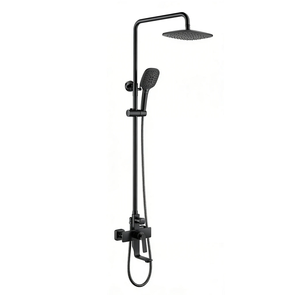Exposed Bath Shower Column Set – With Tub Filler & 3 Function Hand Shower – AB403011 Matte Black