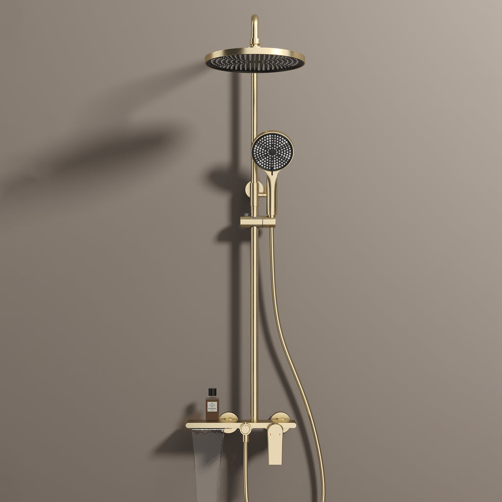 MAXTOR 3 Way Shower Column System with Overhead Shower, Hand Shower & Tub Filler-AB403064