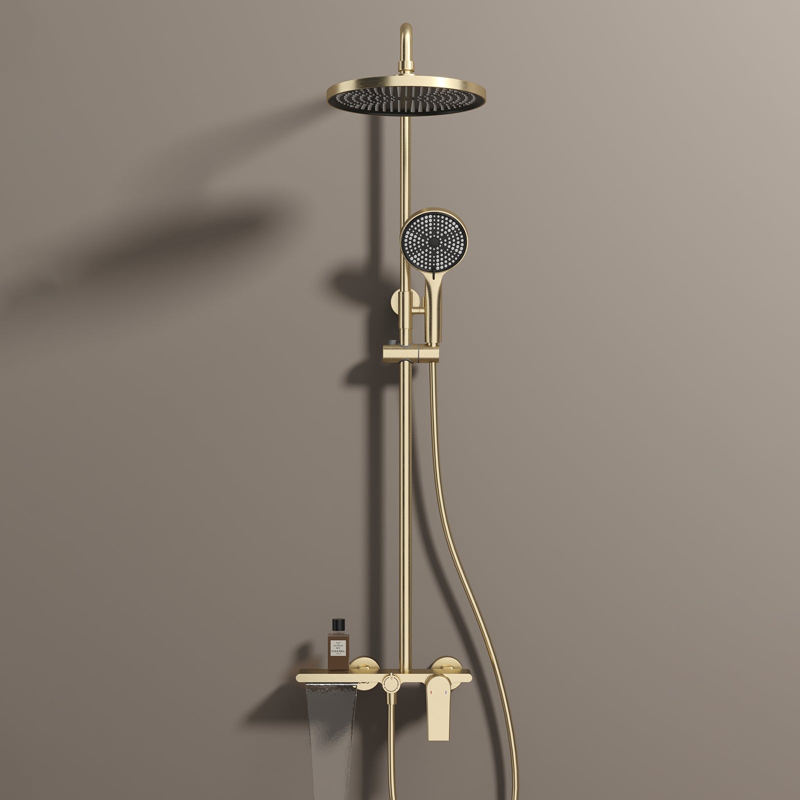 MAXTOR 3 Way Shower Column System with Overhead Shower, Hand Shower & Tub Filler-AB403064