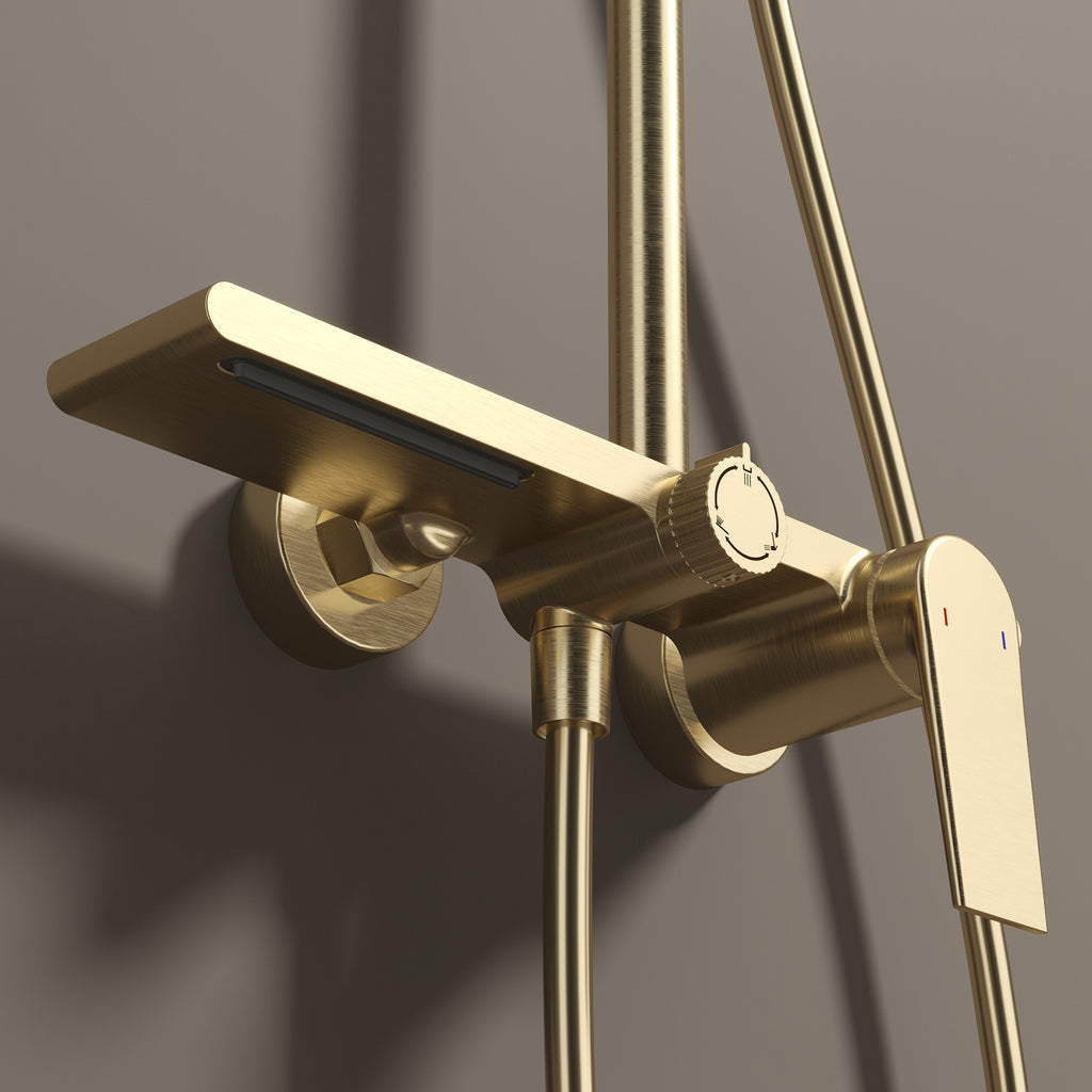 MAXTOR 3 Way Shower Column System with Overhead Shower, Hand Shower & Tub Filler-AB403064