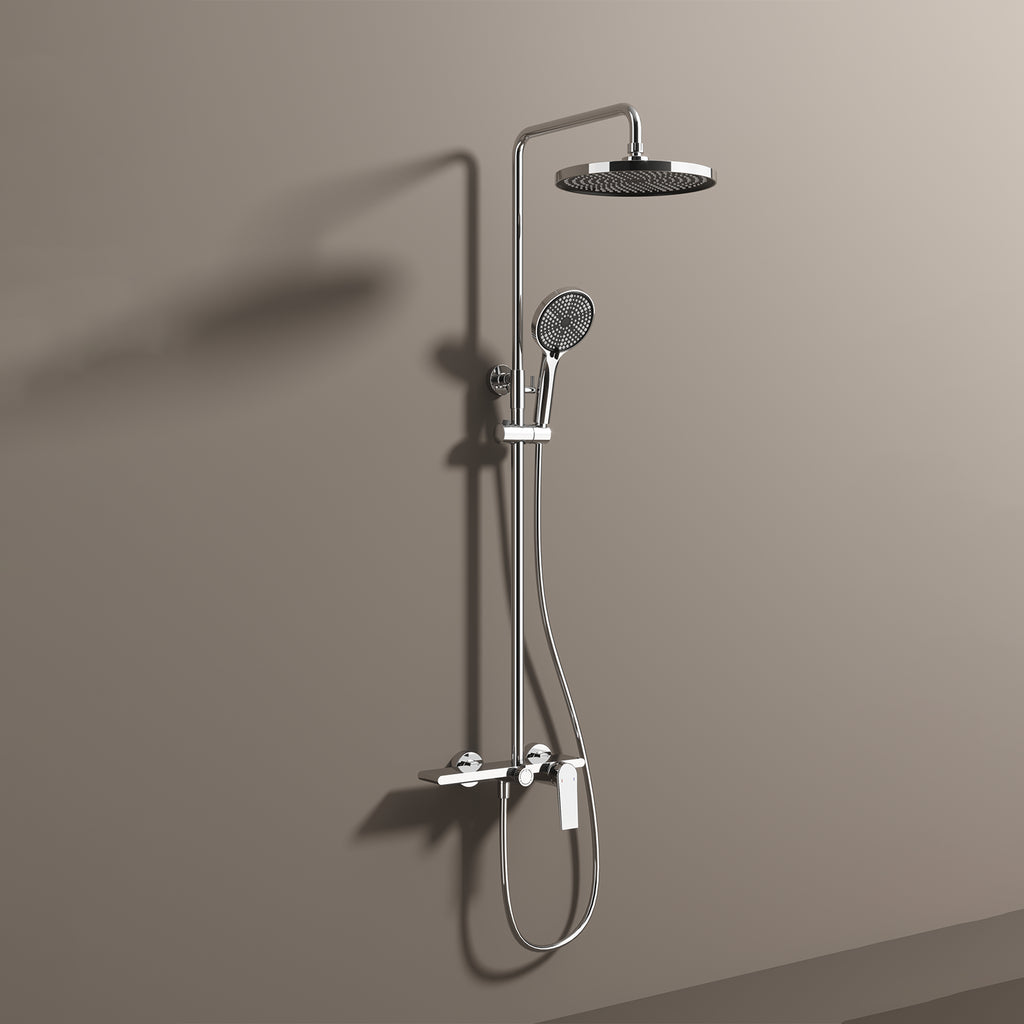MAXTOR 3 Way Shower Column System with Overhead Shower, Hand Shower & Tub Filler-AB403064