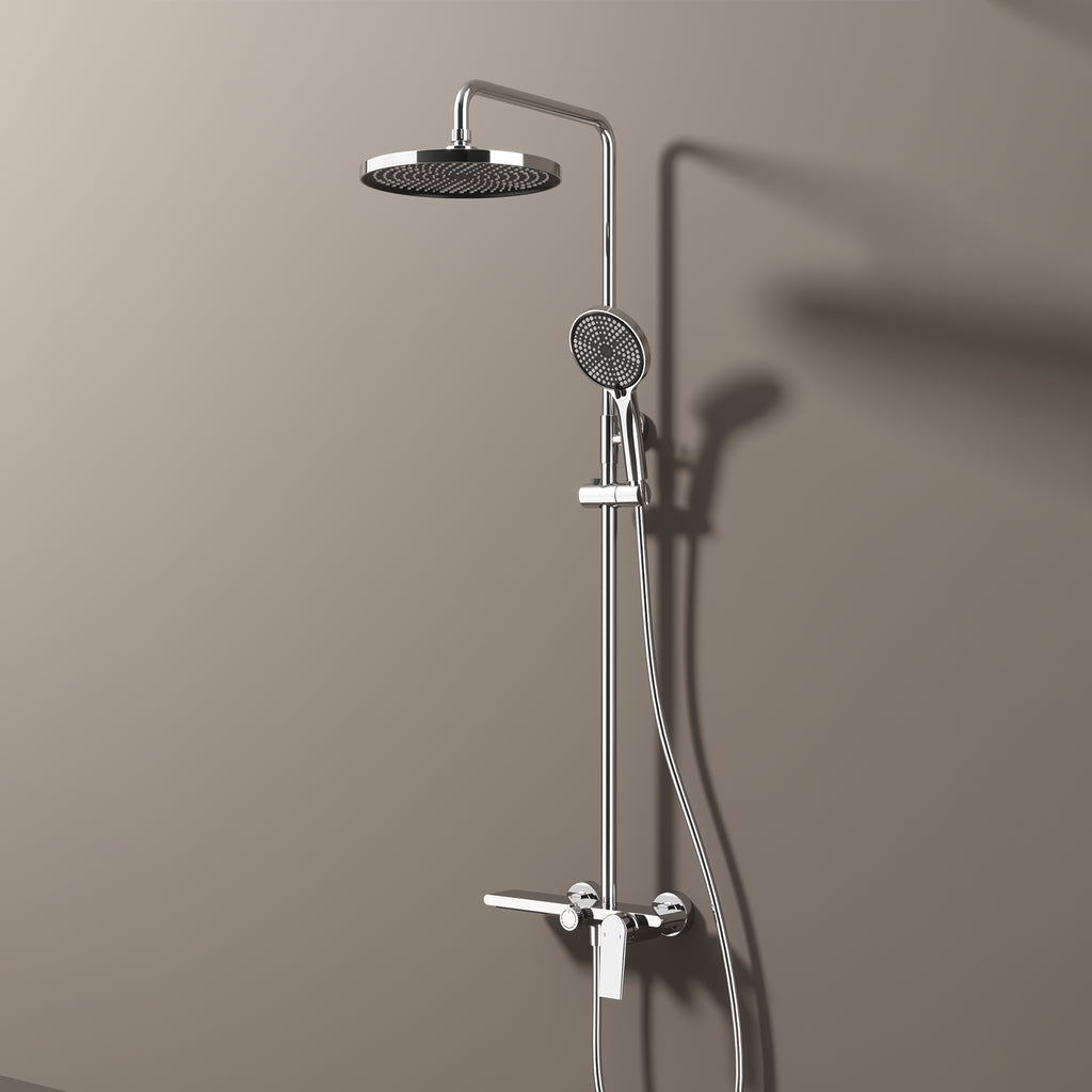MAXTOR 3 Way Shower Column System with Overhead Shower, Hand Shower & Tub Filler-AB403064