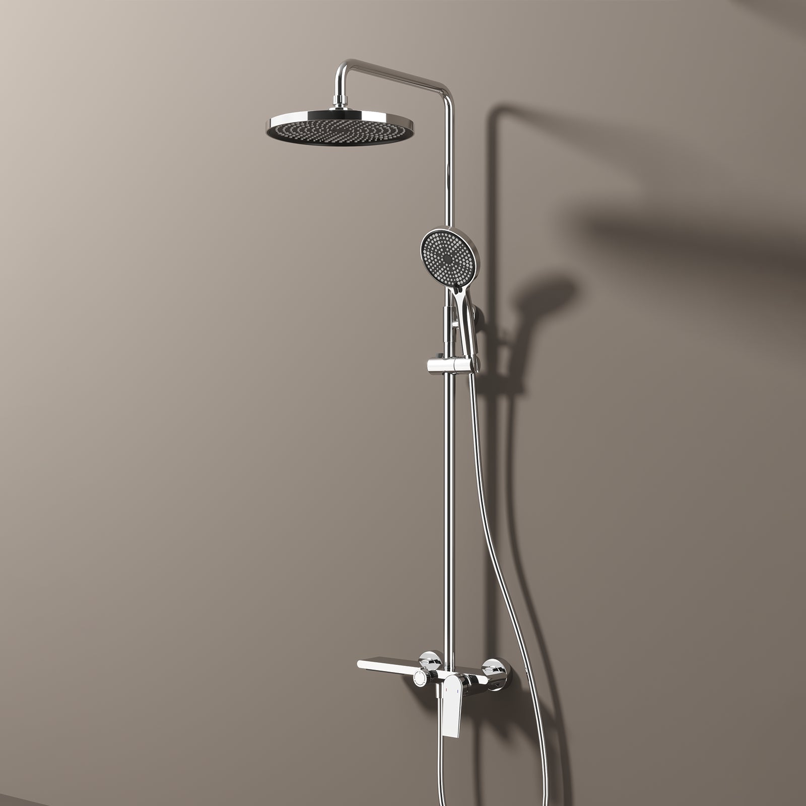 MAXTOR 3 Way Shower Column System with Overhead Shower, Hand Shower & Tub Filler-AB403064