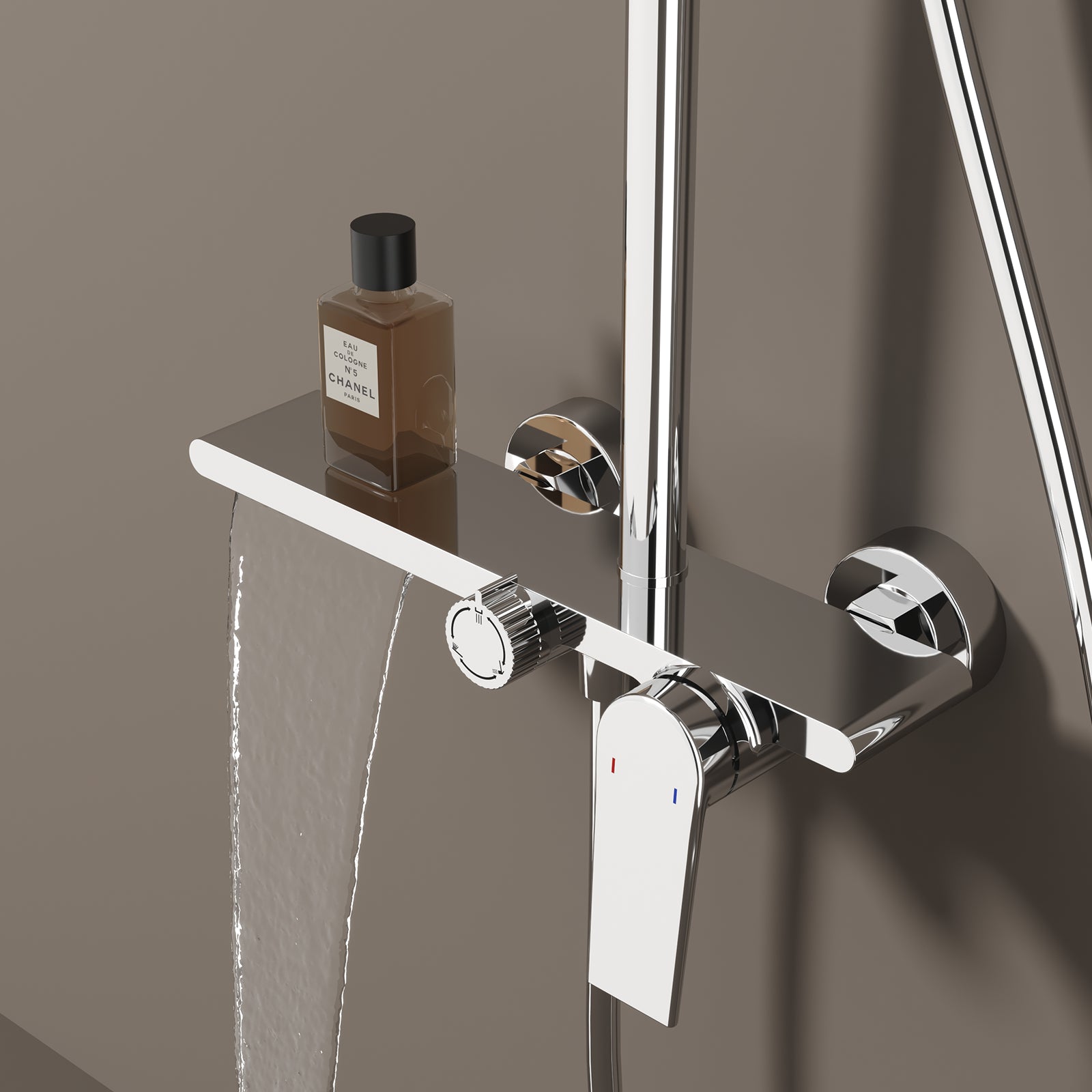 MAXTOR 3 Way Shower Column System with Overhead Shower, Hand Shower & Tub Filler-AB403064