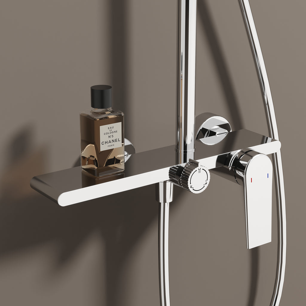 MAXTOR 3 Way Shower Column System with Overhead Shower, Hand Shower & Tub Filler-AB403064