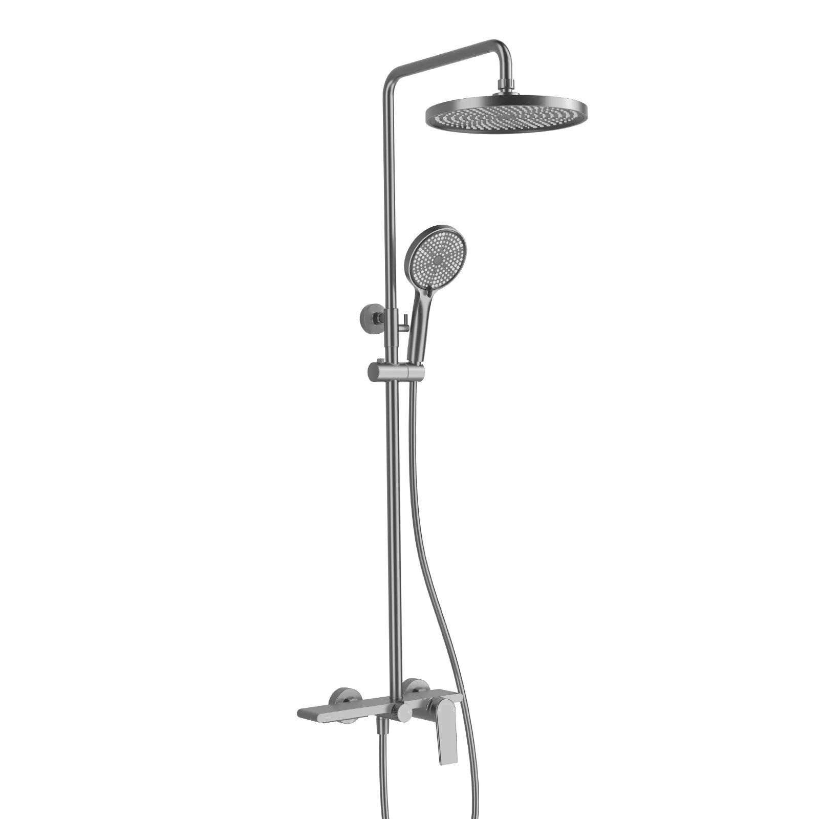 MAXTOR 3 Way Shower Column System with Overhead Shower, Hand Shower & Tub Filler-AB403064 Brushed Gun Metal