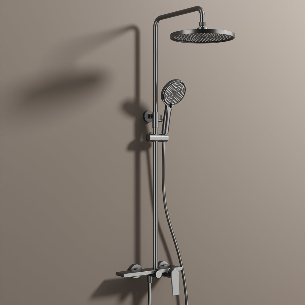 MAXTOR 3 Way Shower Column System with Overhead Shower, Hand Shower & Tub Filler-AB403064