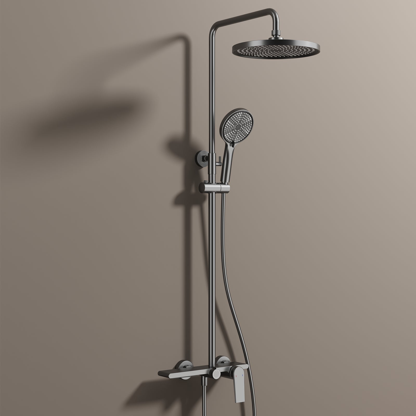 MAXTOR 3 Way Shower Column System with Overhead Shower, Hand Shower & Tub Filler-AB403064