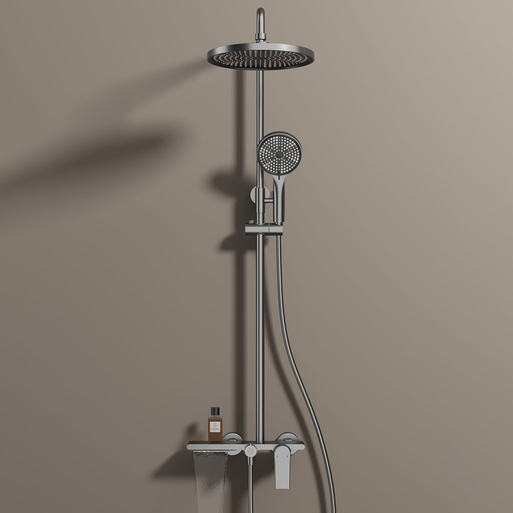 MAXTOR 3 Way Shower Column System with Overhead Shower, Hand Shower & Tub Filler-AB403064