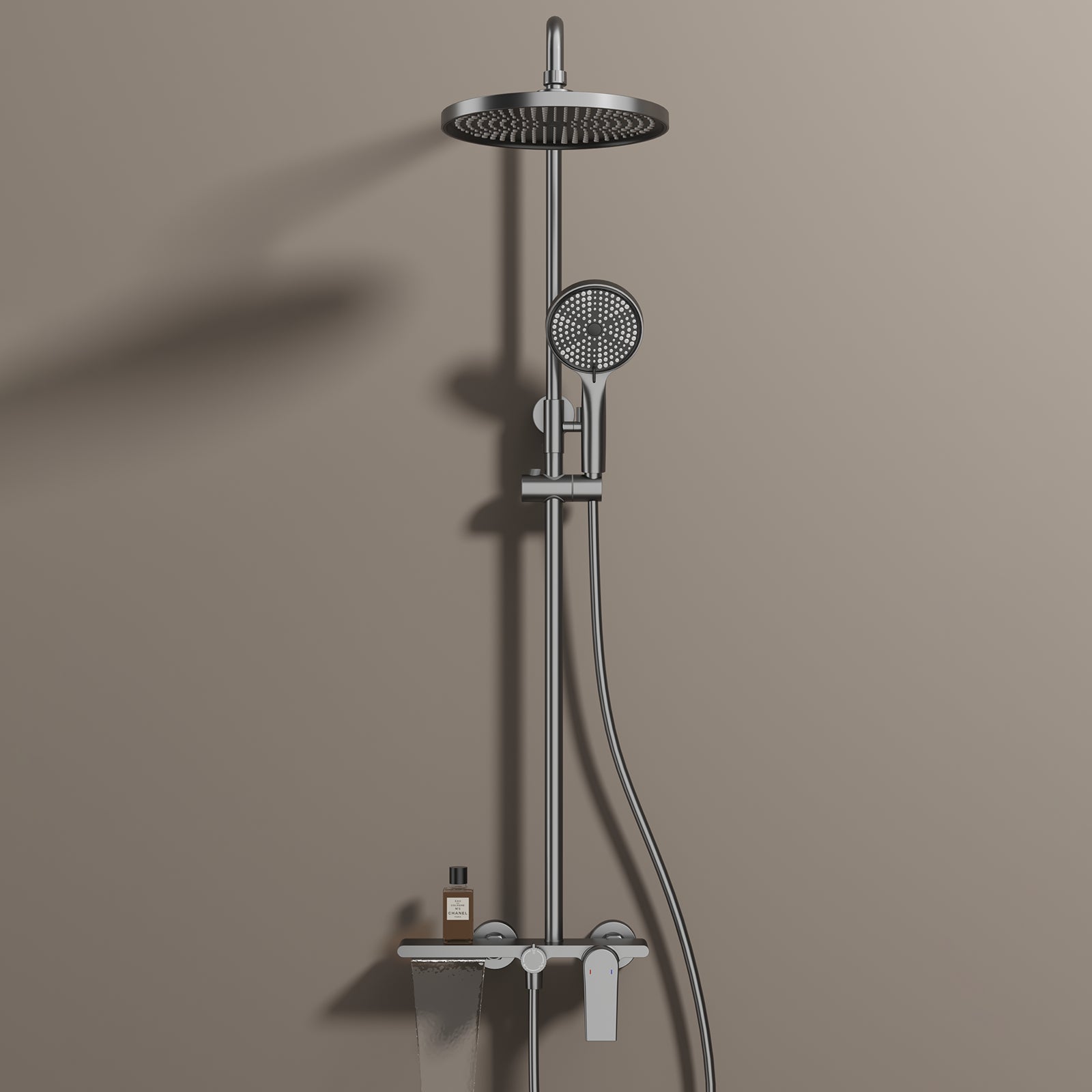 MAXTOR 3 Way Shower Column System with Overhead Shower, Hand Shower & Tub Filler-AB403064