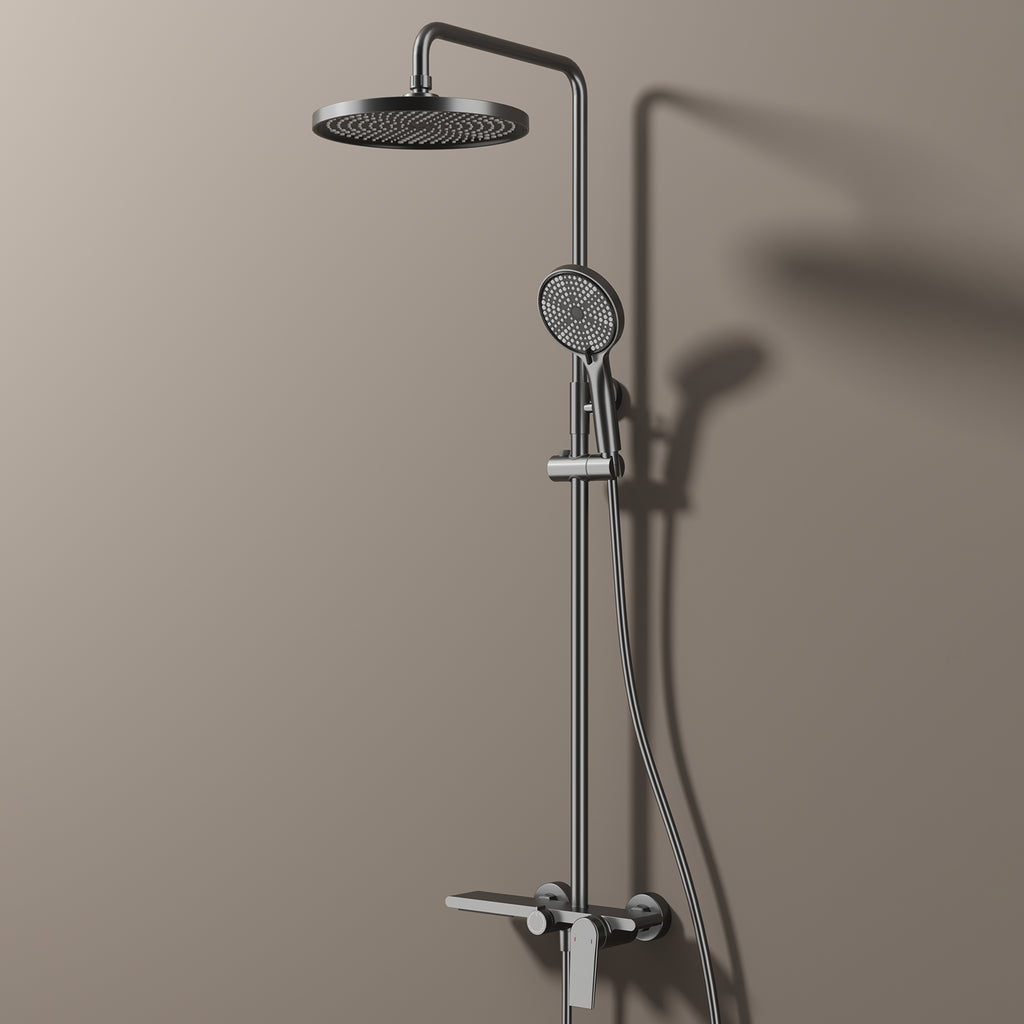 MAXTOR 3 Way Shower Column System with Overhead Shower, Hand Shower & Tub Filler-AB403064