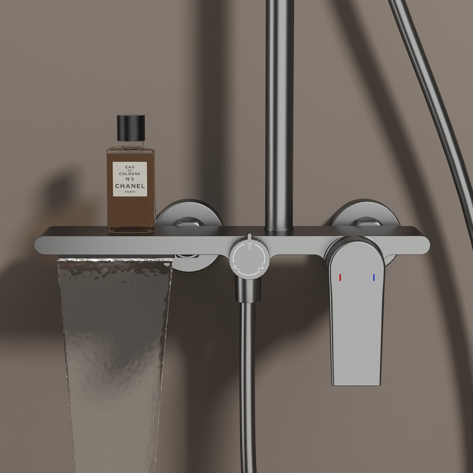 MAXTOR 3 Way Shower Column System with Overhead Shower, Hand Shower & Tub Filler-AB403064