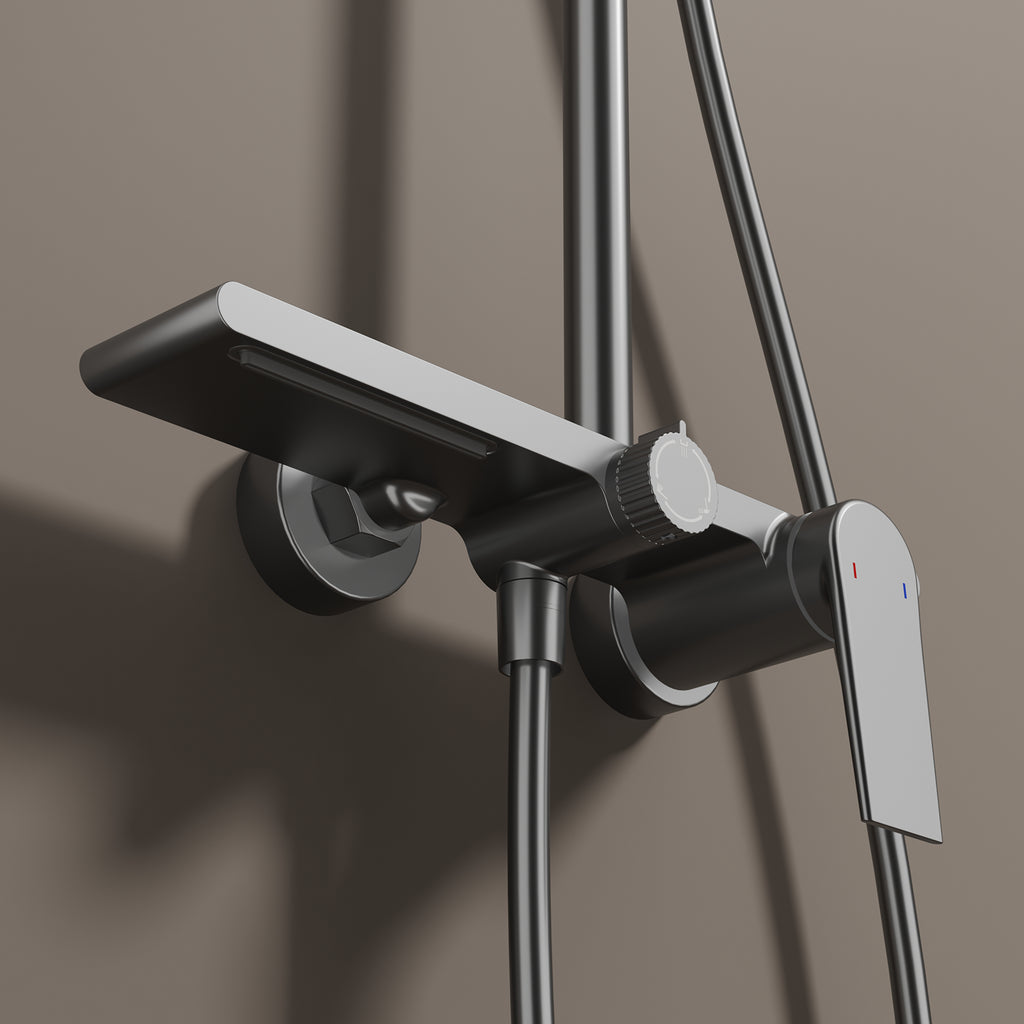 MAXTOR 3 Way Shower Column System with Overhead Shower, Hand Shower & Tub Filler-AB403064