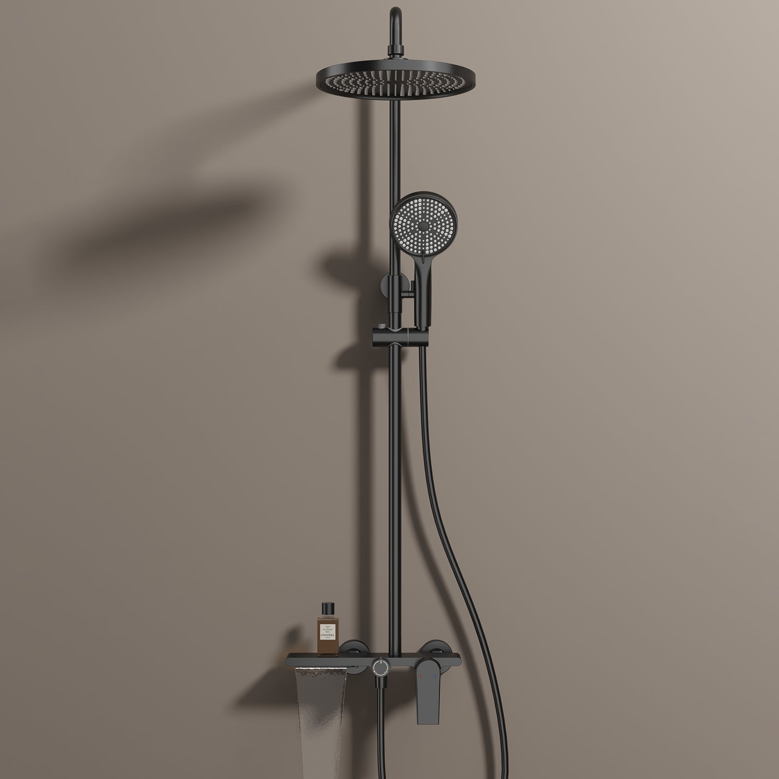 MAXTOR 3 Way Shower Column System with Overhead Shower, Hand Shower & Tub Filler-AB403064