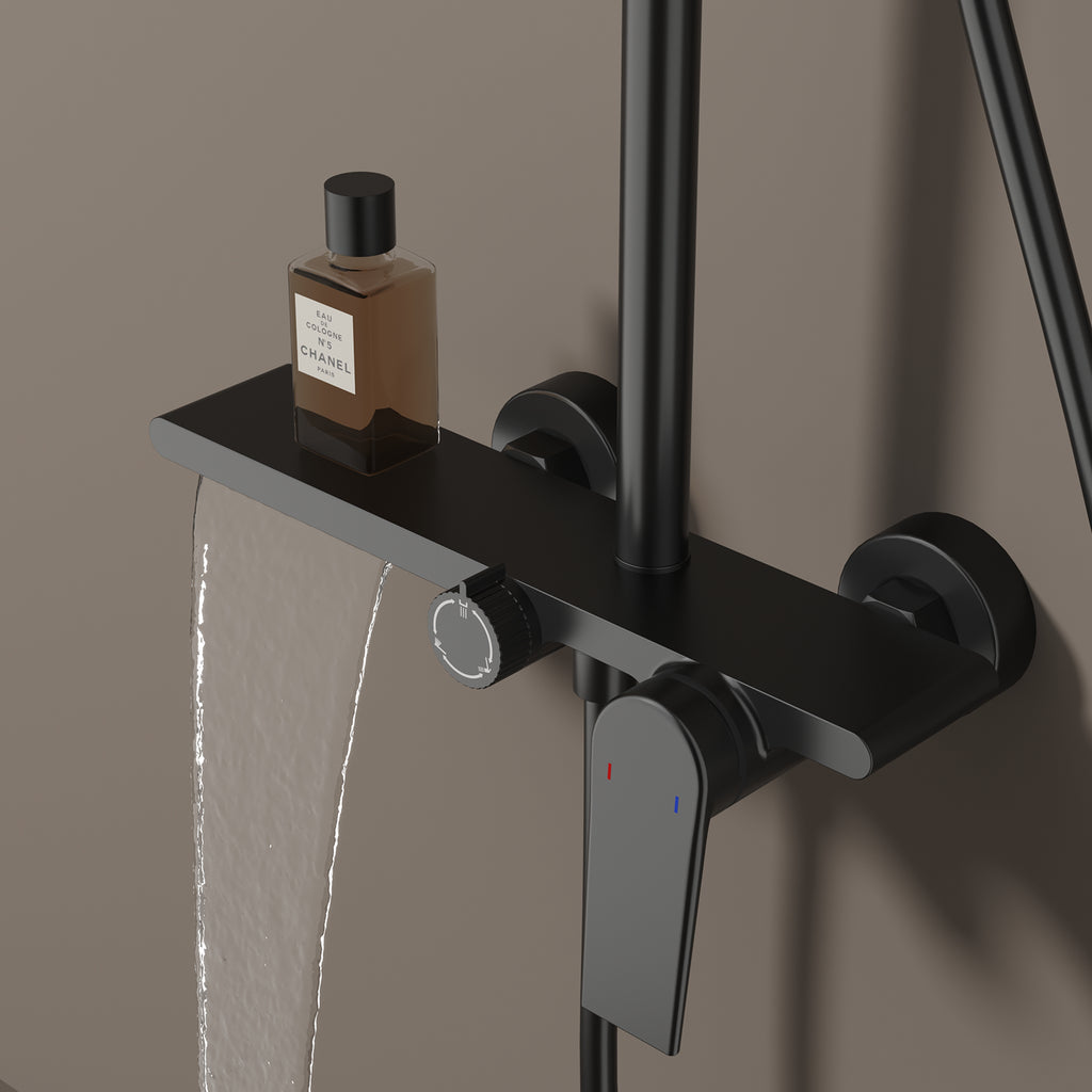 MAXTOR 3 Way Shower Column System with Overhead Shower, Hand Shower & Tub Filler-AB403064