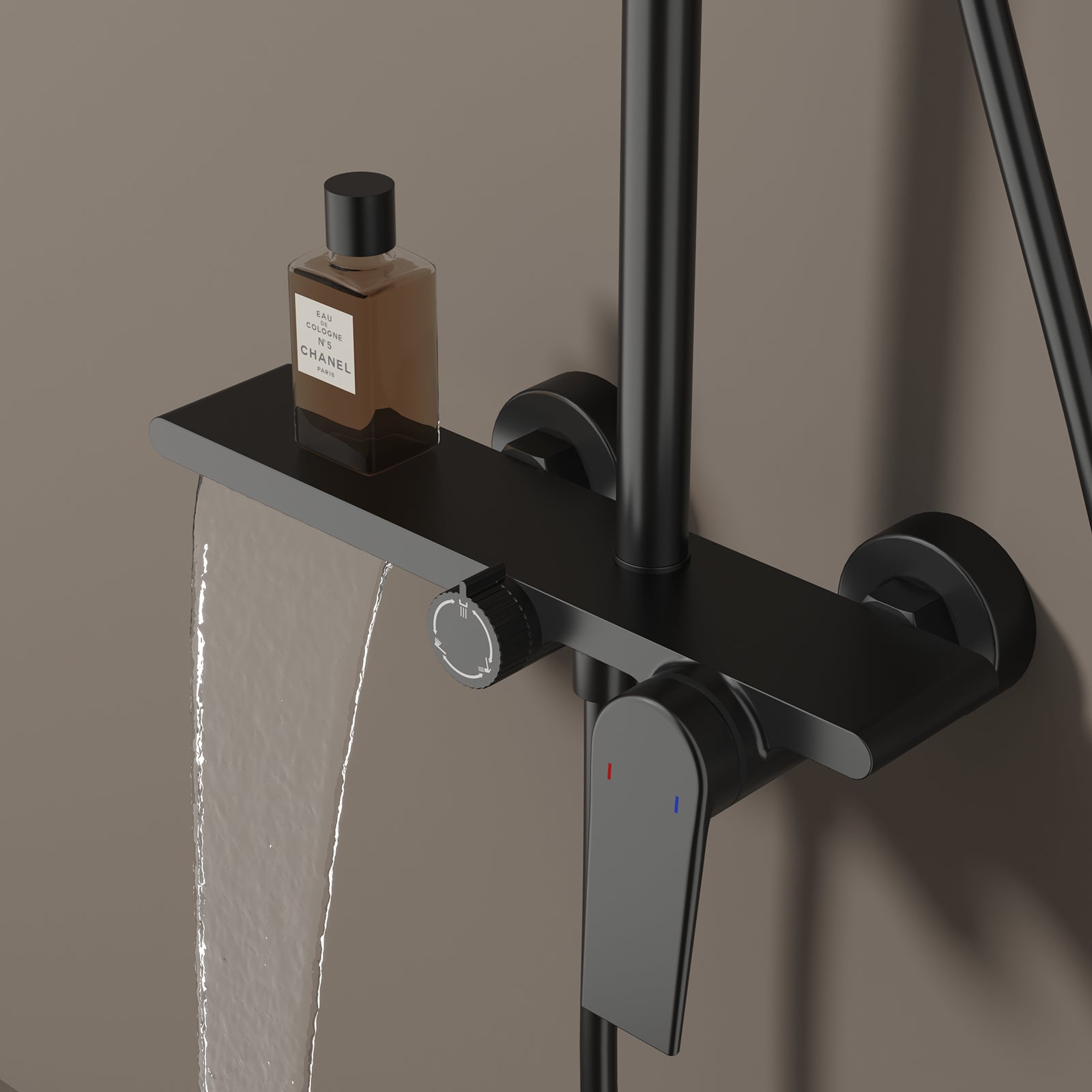 MAXTOR 3 Way Shower Column System with Overhead Shower, Hand Shower & Tub Filler-AB403064