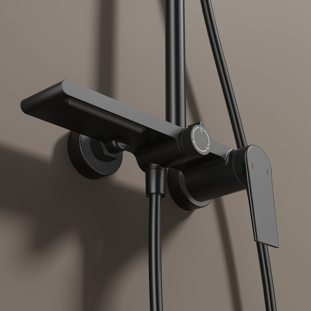 MAXTOR 3 Way Shower Column System with Overhead Shower, Hand Shower & Tub Filler-AB403064