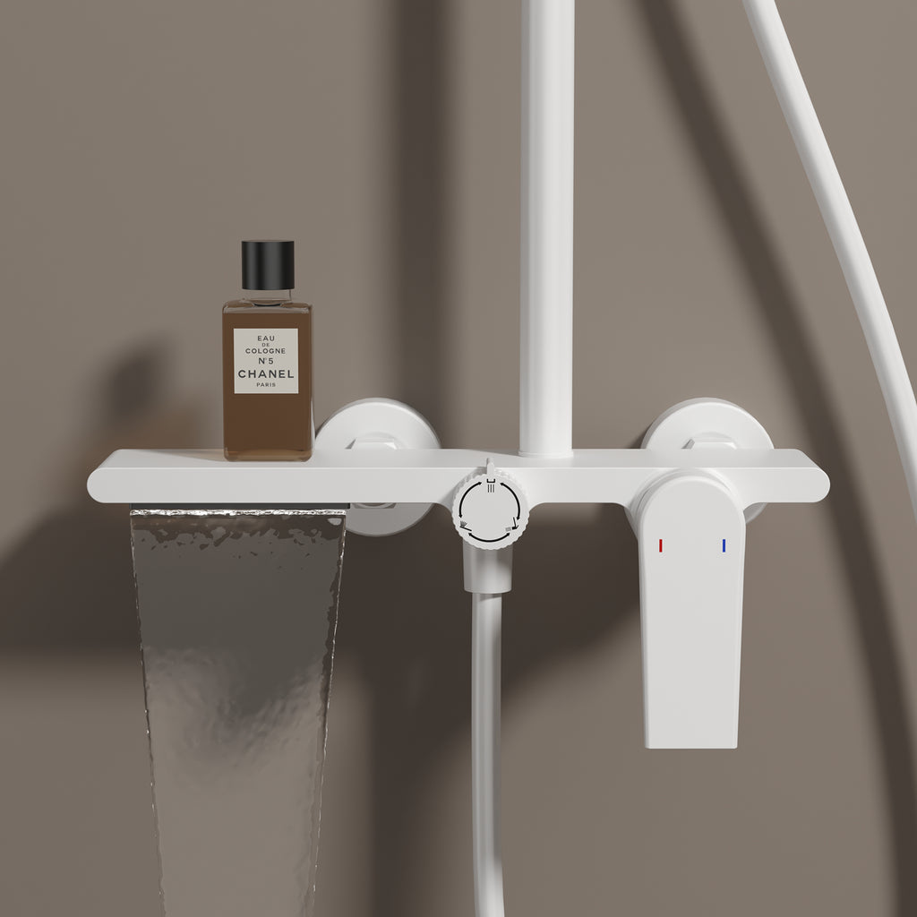 MAXTOR 3 Way Shower Column System with Overhead Shower, Hand Shower & Tub Filler-AB403064