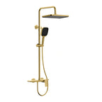 3 way shower column system featured overhead shower, hand shower and bathtub filler-AB403065 Brushed Gold