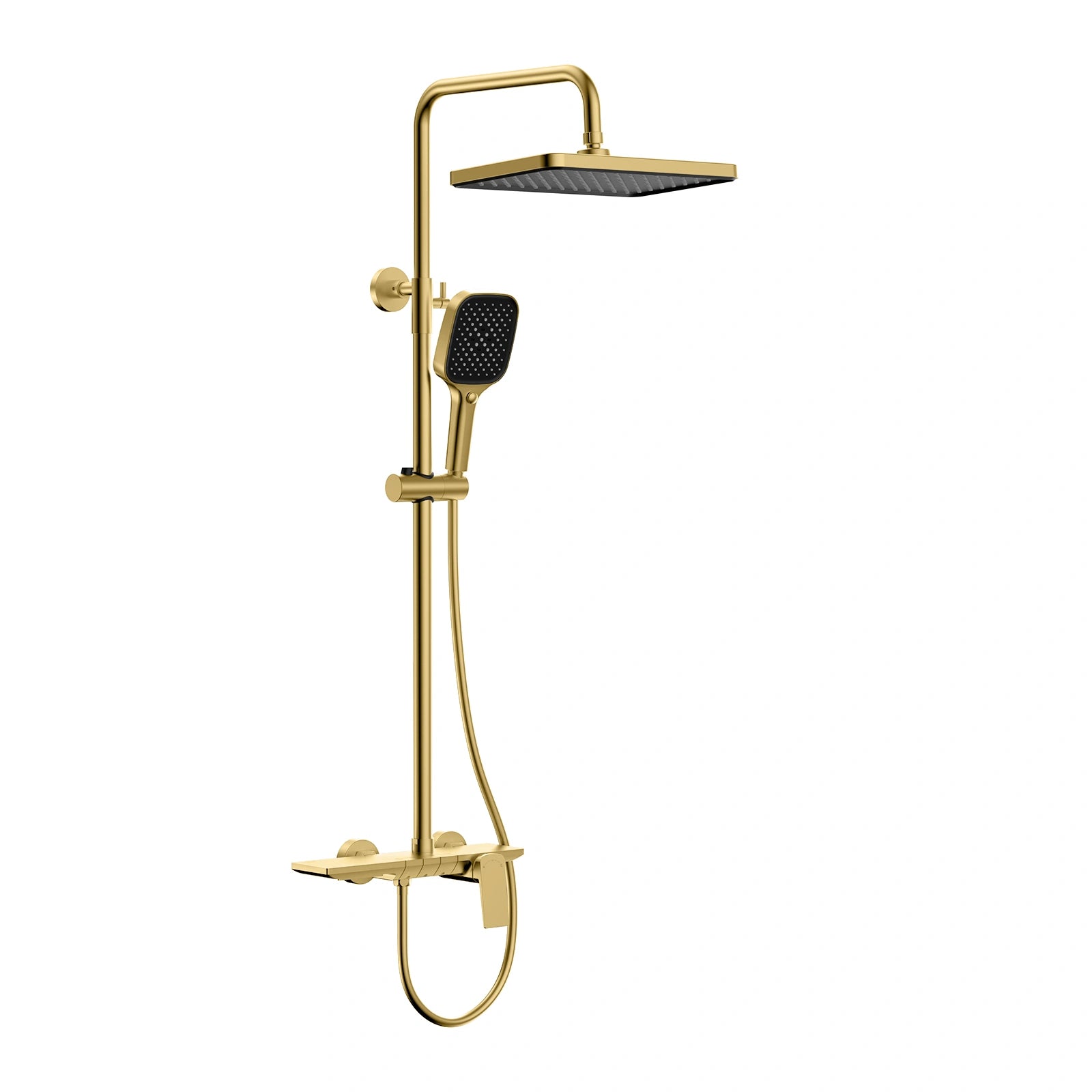 3 way shower column system featured overhead shower, hand shower and bathtub filler-AB403065 Brushed Gold