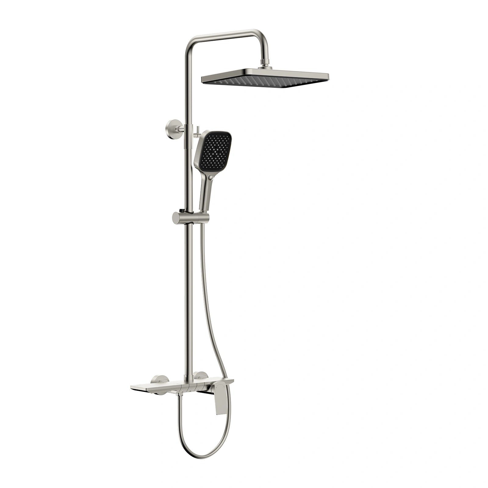 3 way shower column system featured overhead shower, hand shower and bathtub filler-AB403065 Brushed Nickel