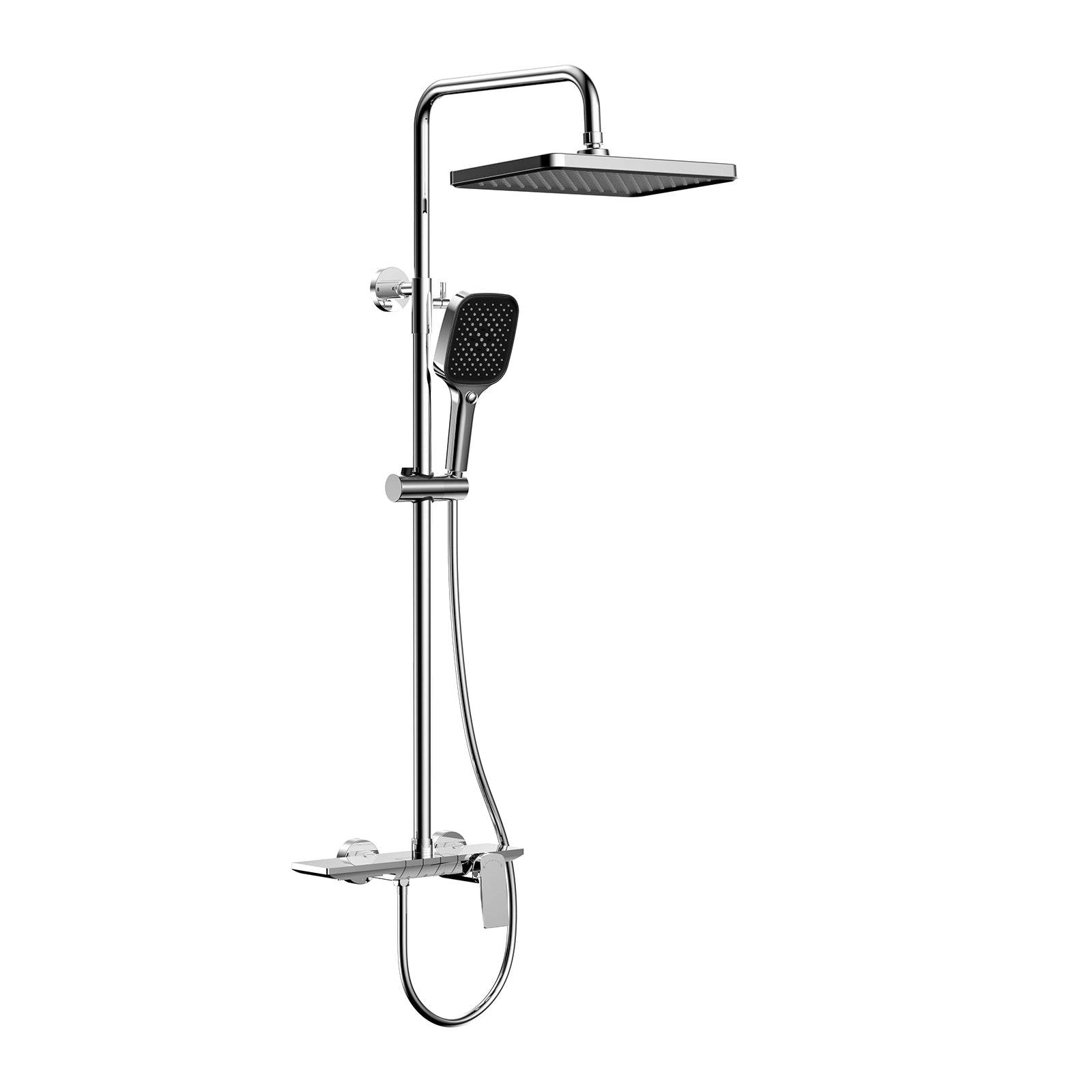 3 way shower column system featured overhead shower, hand shower and bathtub filler-AB403065 Chrome