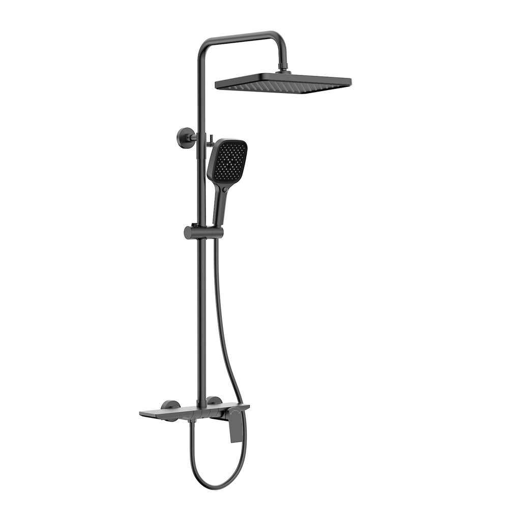 3 way shower column system featured overhead shower, hand shower and bathtub filler-AB403065 Brushed Gun Metal