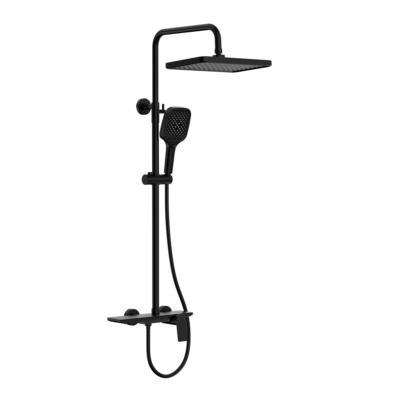 3 way shower column system featured overhead shower, hand shower and bathtub filler-AB403065 Matte Black