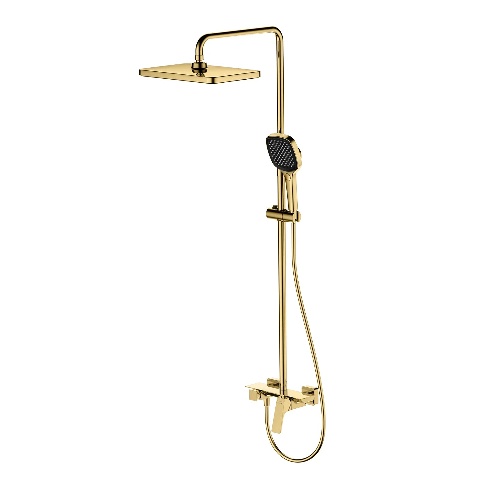 Aurora 3 Way Shower Column System with Brass Spout & Shampoo Shelf-AB403068 Brushed Gold