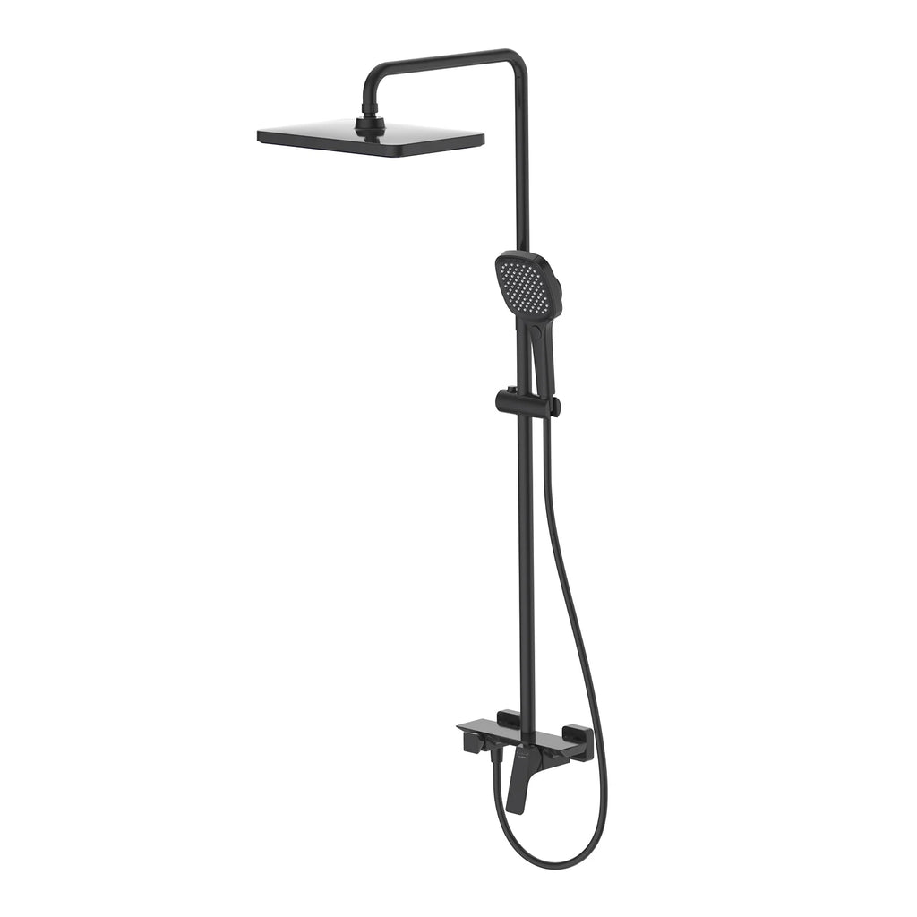 Aurora 3 Way Shower Column System with Brass Spout & Shampoo Shelf-AB403068 Matte Black