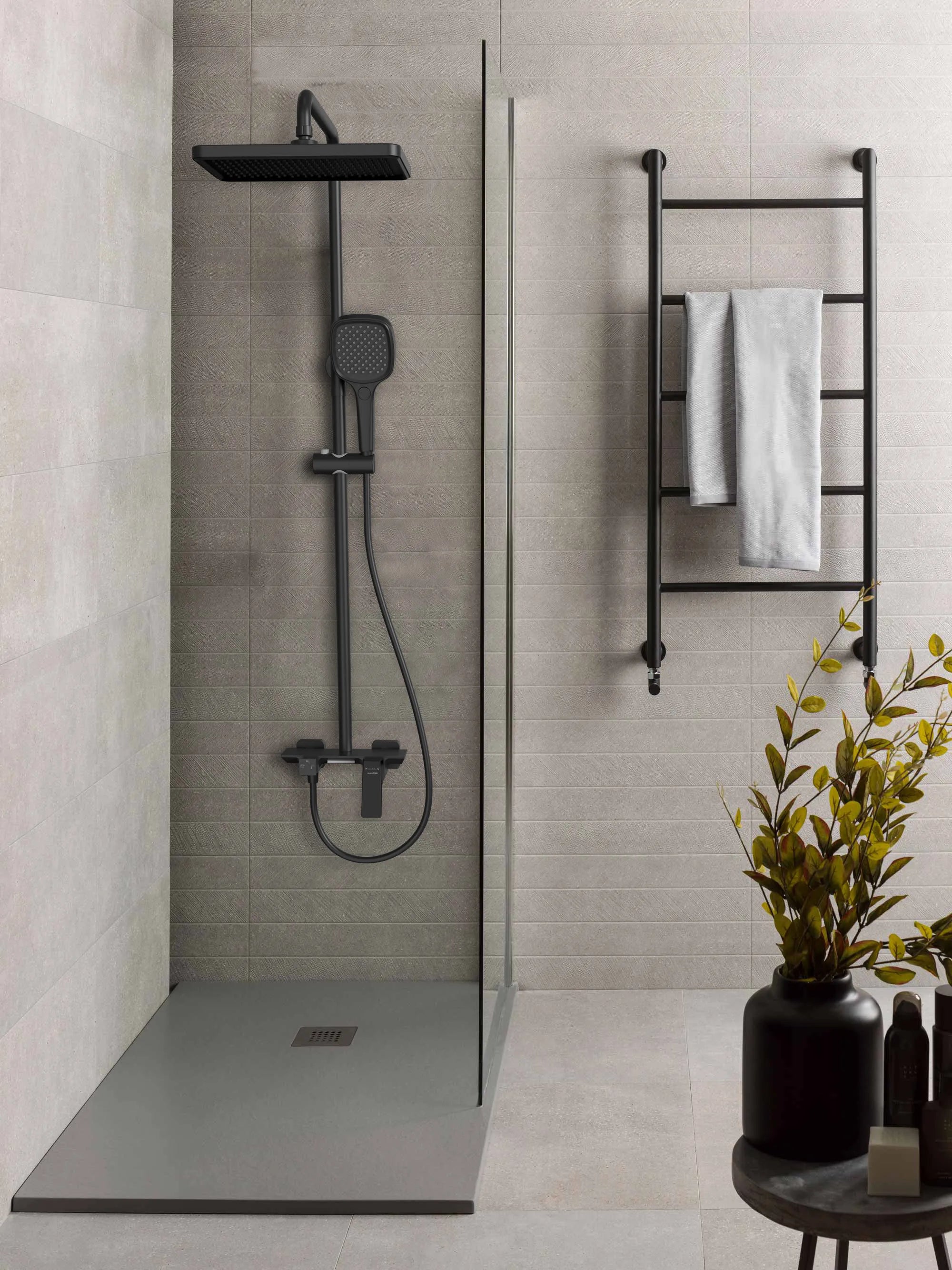 Aurora 3 Way Shower Column System with Brass Spout & Shampoo Shelf-AB403068