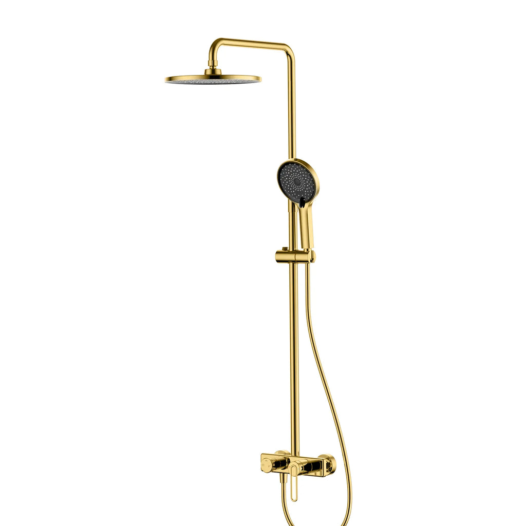 3-Way Shower Column System – Exposed Bath/Shower Mixer with Overhead & Hand Shower – AB403069 Brushed Gold