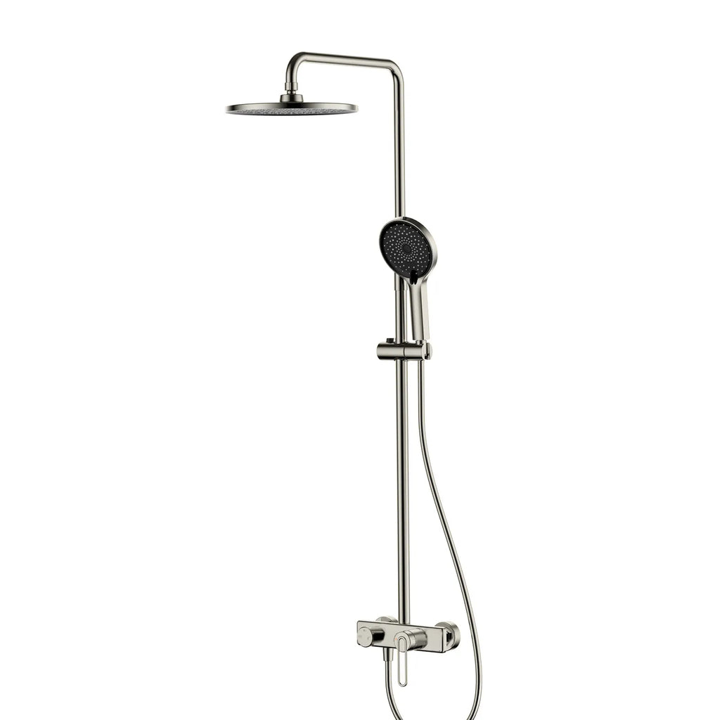 3-Way Shower Column System – Exposed Bath/Shower Mixer with Overhead & Hand Shower – AB403069 Brushed Nickel