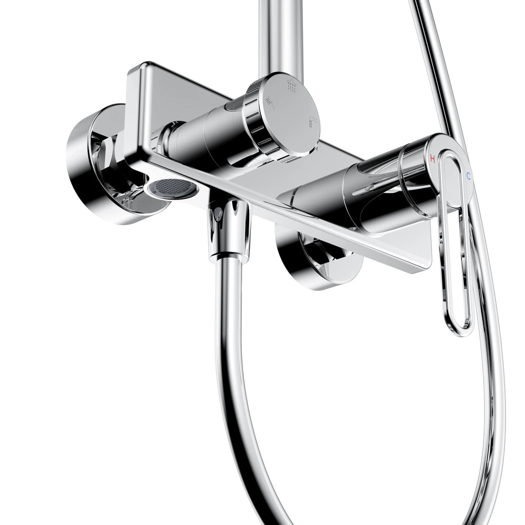 3-Way Shower Column System – Exposed Bath/Shower Mixer with Overhead & Hand Shower – AB403069