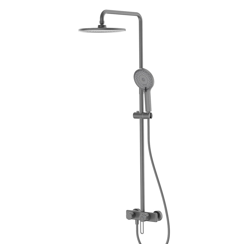 3-Way Shower Column System – Exposed Bath/Shower Mixer with Overhead & Hand Shower – AB403069 Brushed Gun Metal