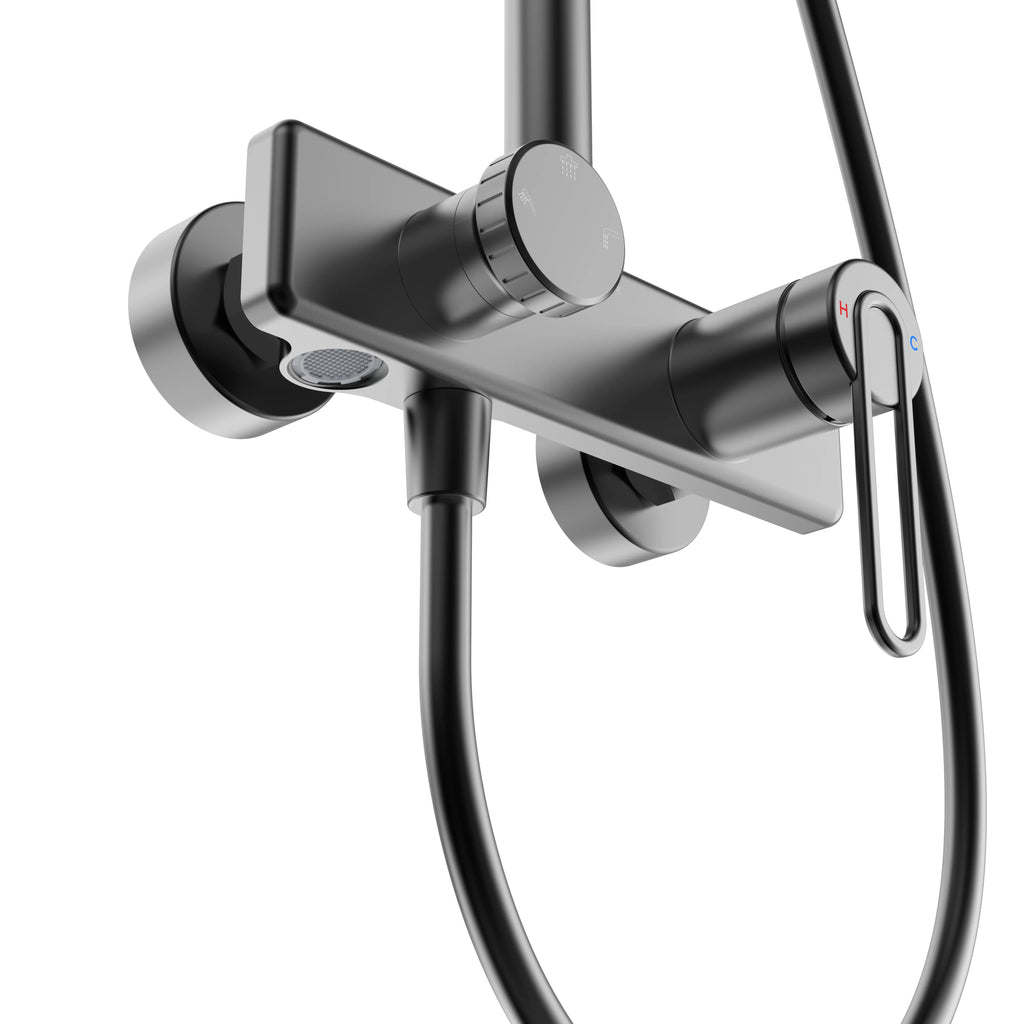 3-Way Shower Column System – Exposed Bath/Shower Mixer with Overhead & Hand Shower – AB403069