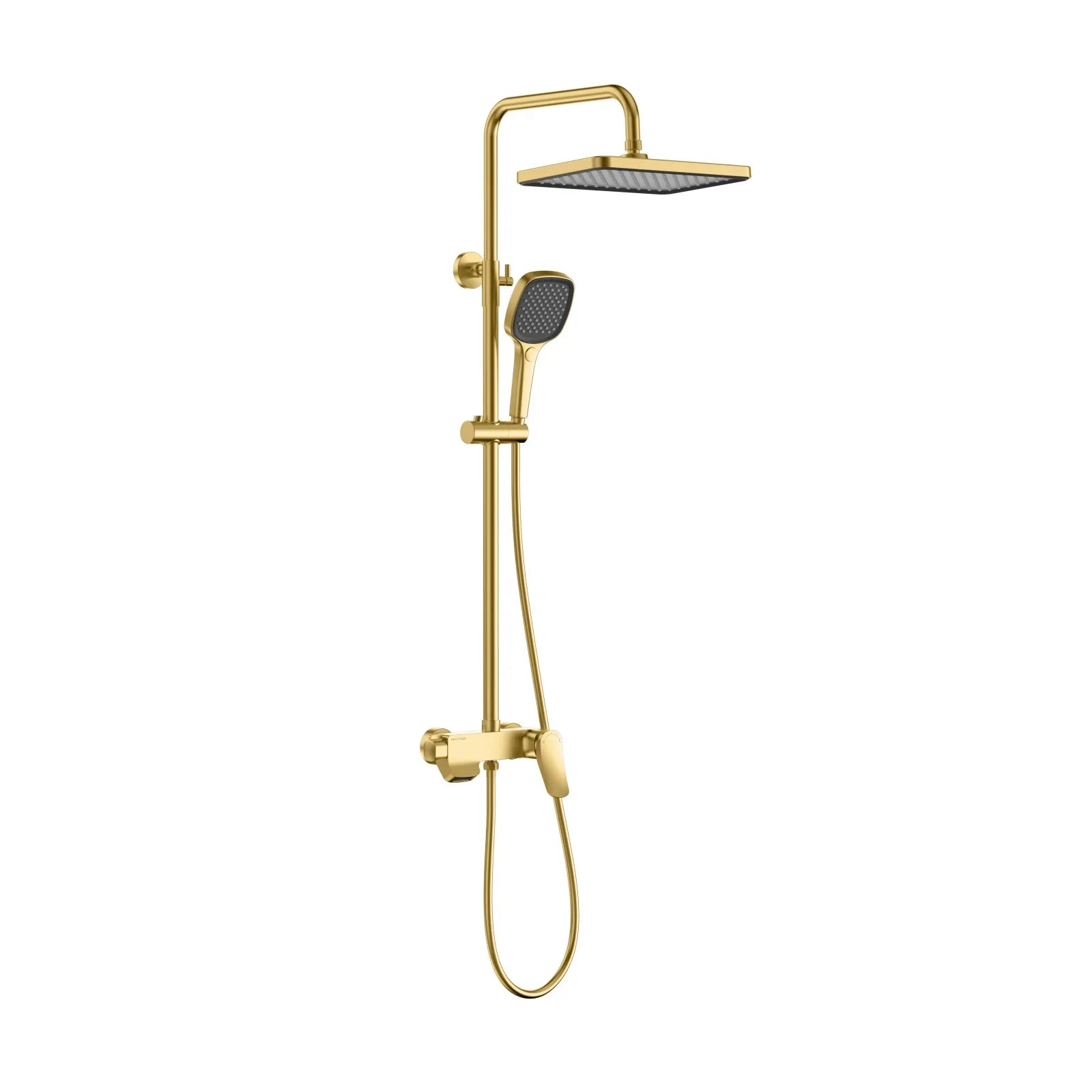 3 Way Shower Column with Overhead Shower and Hand Shower – Exposed Shower System with Waterfall Outlet – AB403076 Brushed Gold