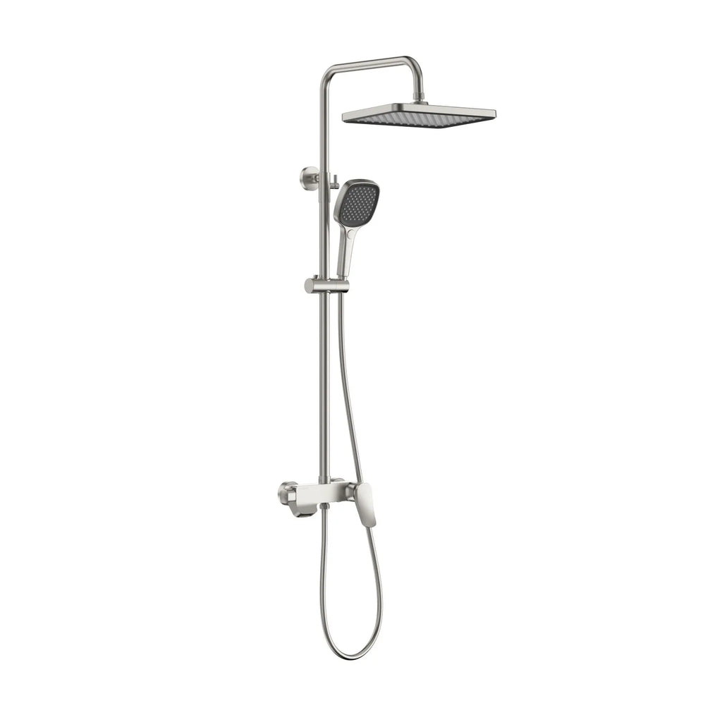 3 Way Shower Column with Overhead Shower and Hand Shower – Exposed Shower System with Waterfall Outlet – AB403076 Brushed Nickel