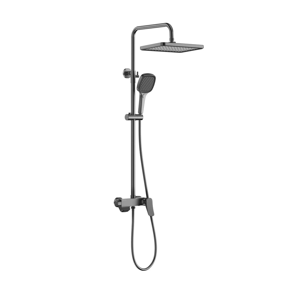 3 Way Shower Column with Overhead Shower and Hand Shower – Exposed Shower System with Waterfall Outlet – AB403076 Brushed Gun Metal